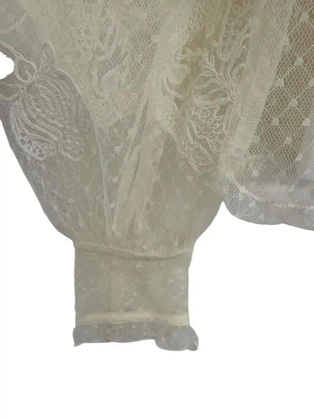 NWT Express Embroidered Floral Lace with Swiss Dot Sleeves and Cami Insert - Picture 5 of 9
